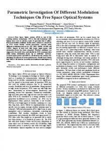 Parametric Investigation Of Different Modulation Techniques ... - arXiv