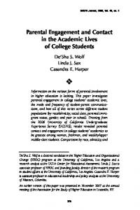 Parental Engagement and Contact in the Academic Lives of College ...