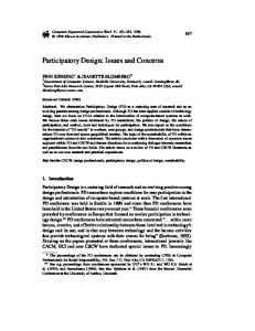 Participatory Design: Issues and Concerns