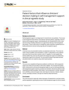 Patient factors that influence clinicians - PLOS