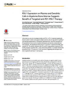 PDL1 Expression on Plasma and Dendritic Cells in Myeloma ... - PLOS