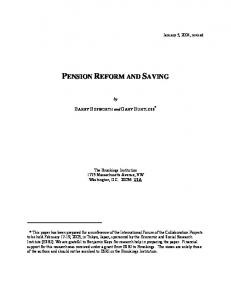 Pension Reform and Saving - CiteSeerX