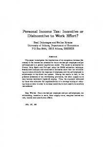 Personal Income Tax: Incentive or Disincentive to