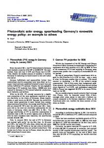 Photovoltaic solar energy, spearheading ... - EPJ Photovoltaics