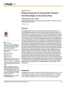 Physical Features of Intracellular Proteins that Moonlight on ... - PLOS