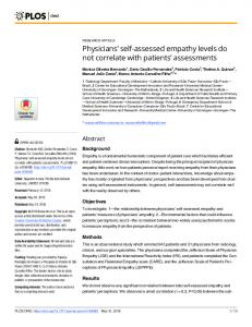 Physicians' self-assessed empathy levels do not correlate with ... - PLOS