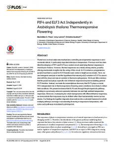 PIF4 and ELF3 Act Independently in Arabidopsis