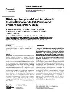 Pittsburgh Compound-B and Alzheimers Disease ...