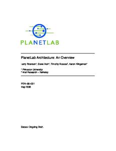 PlanetLab Architecture: An Overview - UCSD CSE