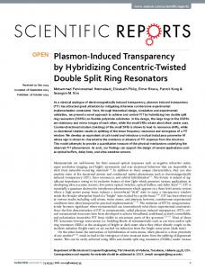Plasmon-Induced Transparency by Hybridizing ... - Semantic Scholar