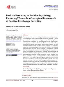 Positive Parenting or Positive Psychology Parenting? - Scientific ...