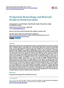 Postpartum Hemorrhage and Maternal Deaths in North East India