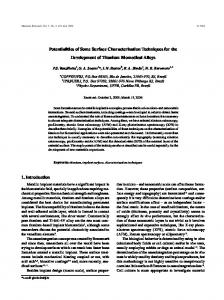 Potentialities of Some Surface Characterization