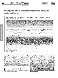 PPARgamma inhibits hepatocellular carcinoma metastases in ... - Nature