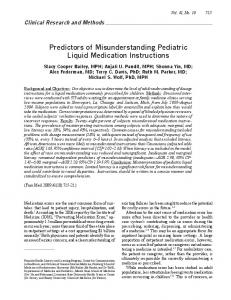Predictors of Misunderstanding Pediatric Liquid ... - CiteSeerX