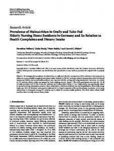Prevalence of Malnutrition in Orally and Tube-Fed Elderly Nursing ...