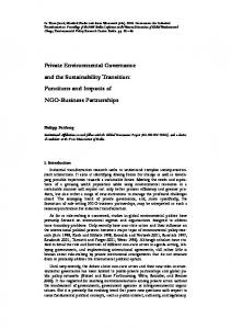 Private Environmental Governance and the Sustainability ... - CiteSeerX