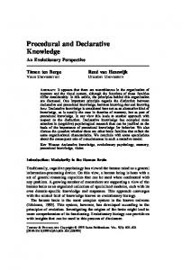 Procedural and Declarative Knowledge - Semantic Scholar