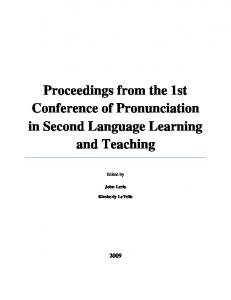 Proceedings from the 1st Conference of Pronunciation in Second ...