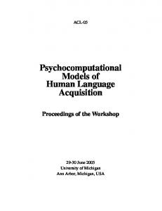 Proceedings of the Second Workshop on Psychocomputational