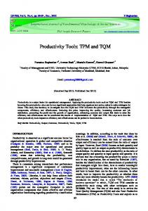 Productivity Tools: TPM and TQM - Fundamental Journals