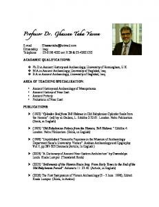 Professor Dr. Ghassan Taha Yaseen E-mail : Ghassantaha@hotmail ...