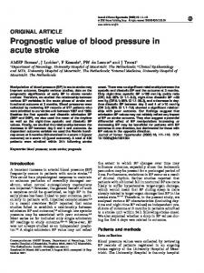 Prognostic value of blood pressure in acute stroke - Nature
