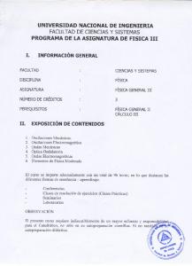 PROGRAMA DE LAASIGNATURADE FISICA III l. - FIQ