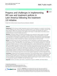 Progress and challenges in implementing HIV care and treatment ...