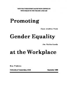 Promoting Gender Equality at the Workplace