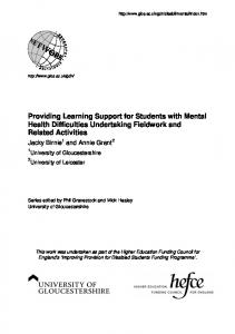 Providing Learning Support for Students with Mental Health Difficulties ...