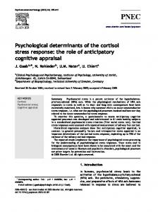Psychological determinants of the cortisol stress response: the role of ...