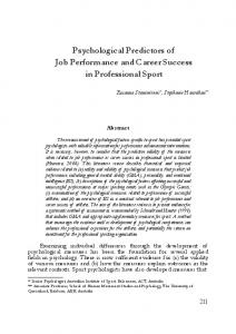 Psychological Predictors of Job Performance and
