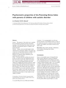 Psychometric properties of the Parenting Stress Index