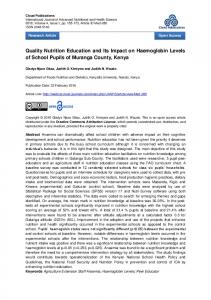 Quality Nutrition Education and Its Impact on