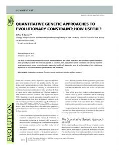 quantitative genetic approaches to evolutionary ... - Semantic Scholar