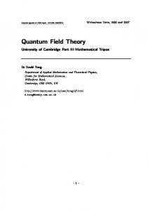 Quantum Field Theory - damtp - University of Cambridge
