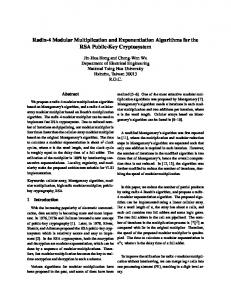 Radix-4 Modular Multiplication and Exponentiation ... - CiteSeerX