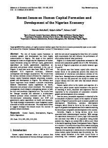 Recent Issues on Human Capital Formation and Development of the ...