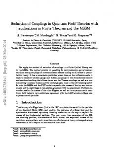 Reduction of Couplings in Quantum Field Theories with ... - CiteSeerX