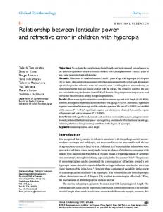 Relationship between lenticular power and ... - Semantic Scholar