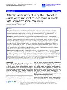 Reliability and validity of using the Lokomat to assess ... - CiteSeerX