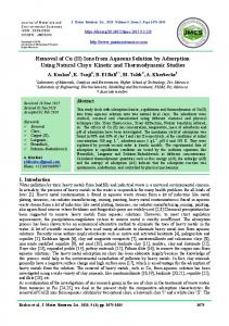 Removal of Cu (II) Ions from Aqueous Solution by Adsorption Using