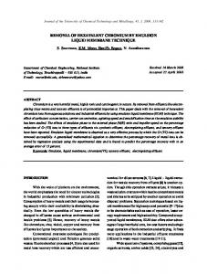 removal of hexavalent chromium by emulsion liquid membrane ...