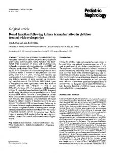 Renal function following kidney transplantation in ... - Springer Link