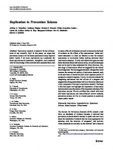 Replication in Prevention Science - Oregon State University
