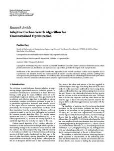 Research Article Adaptive Cuckoo Search Algorithm ... - BioMedSearch