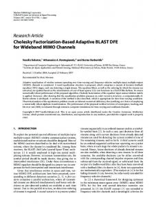 Research Article Cholesky Factorization-Based Adaptive BLAST DFE ...