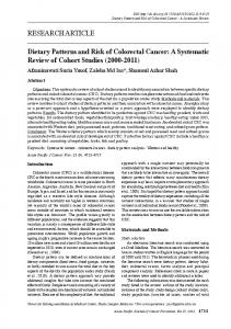 RESEARCH ARTICLE Dietary Patterns and Risk of Colorectal Cancer ...