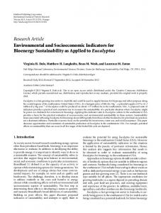 Research Article Environmental and Socioeconomic ... - Bioenergy KDF